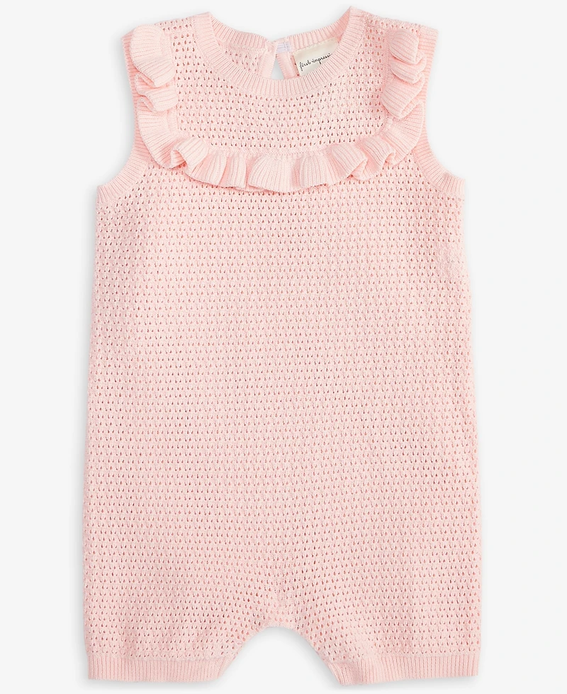 First Impressions Baby Girls Pointelle Cotton Ruffled Romper, Exclusively at Macy's