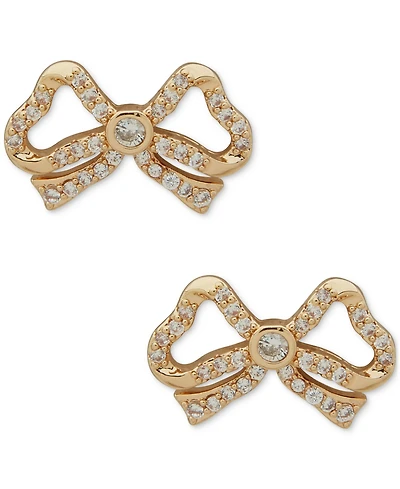 Anne Klein Gold-Tone Cubic Zirconia Bow Stud Earrings