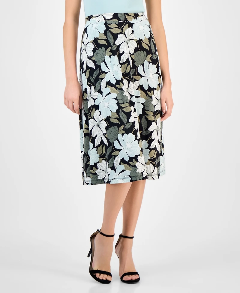 Kasper Women's Printed Pull-On Midi Skirt