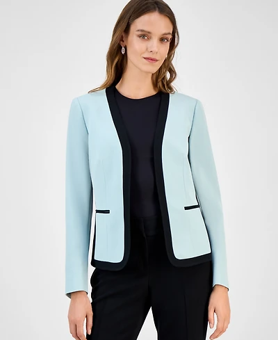 Kasper Women's Contrast-Trim Open-Front Blazer