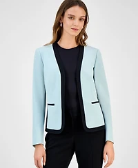 Kasper Women's Contrast-Trim Open-Front Blazer