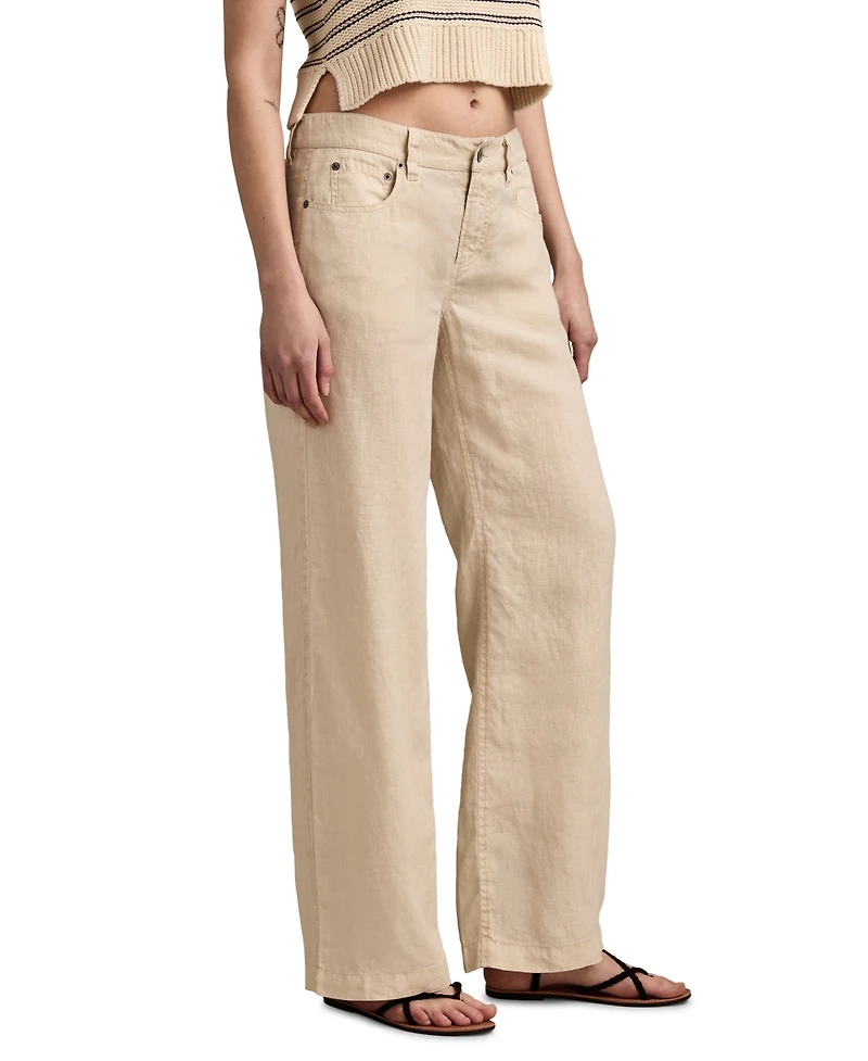 Lucky Brand Women's Linen Baggy Wide-Leg Pants