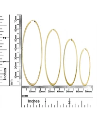 Bling Jewelry Set of 2 Minimalist Hoop Earrings 2MM Gold Plated 1.75 Inch & 2.5 Inch
