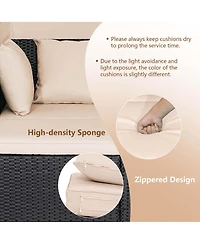 Patio Rattan Daybed Lounge Retractable Top Canopy Side Tables Cushions
