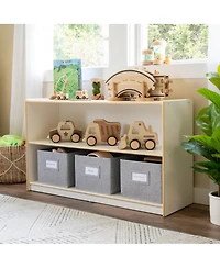 Guidecraft EdQ 2-Shelf Open Storage 24" - White: Wooden Kids' Classroom Furniture, Playroom and Bedroom Toy Cube Organizer