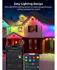 Lepro E1 Ai Permanent Outdoor Lights App Control, 150ft Smart Rgb+Ic Christmas House Lights with 90 Warm/Cool White Led Pucks, Alexa Google Enabled, A