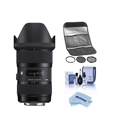 Sigma 18-35mm f/1.8 Dc Hsm Art Lens for Nikon F, Bundle with Hoya 72mm Filter Kit Ii, Cleaning Kit, Cleaning Cloth