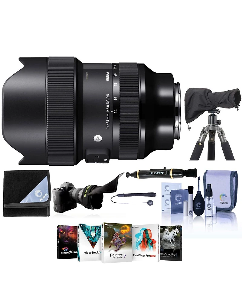 Sigma 14-24mm f/2.8 Dg Dn Art Lens for L Mount, Bundle with Pc Software Kit, RainCoat Rain Sleeve, Lens Wrap, Cleaning Kit, Flex Lens Shade, Lens Cap