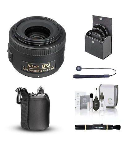Nikon 35mm f/1.8G Dx Af-s Nikkor Lens, Bundle with ProOptic 52mm Filter Kit, Lens Case, Lens Cleaner, Cleaning Kit, Lens Cap Tether