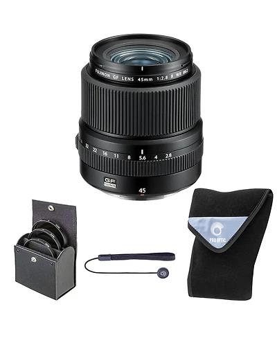 Fujifilm Gf 45mm f/2.8 R Wr Lens, Bundle with 62mm Digital Essentials Filter Kit and 15x15" Lens Wrap
