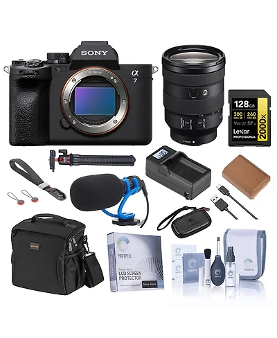 Sony Alpha a7 Iv Mirrorless Camera with Fe 24-105mm f/4 G Oss Lens, Bundle with 128GB Memory Card, Shoulder Bag, Np-FZ100 Battery, Charger Plate, Char