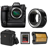 Nikon Z9 Mirrorless Camera with Ftz Ii Mount Adapter, Bundle with 512GB Memory Card, Li-Ion Battery and Shoulder Bag
