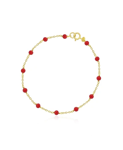 The Lovery Coral Bead Chain Bracelet 14K Gold