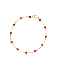 The Lovery Coral Bead Chain Bracelet 14K Gold
