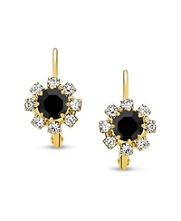 Bling Jewelry Flower Crystal Drop Earrings Gold Plated Brass Lever Back