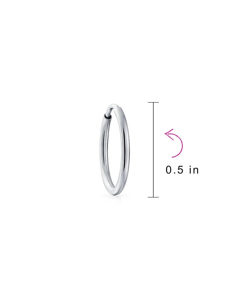 Bling Jewelry Set of 3 Thin Minimalist Hoop Huggie Earrings Sterling Silver 0.5, 0.75 & 1 Inch