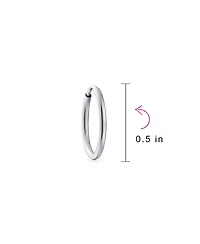 Bling Jewelry Set of 3 Thin Minimalist Hoop Huggie Earrings Sterling Silver 0.5, 0.75 & 1 Inch