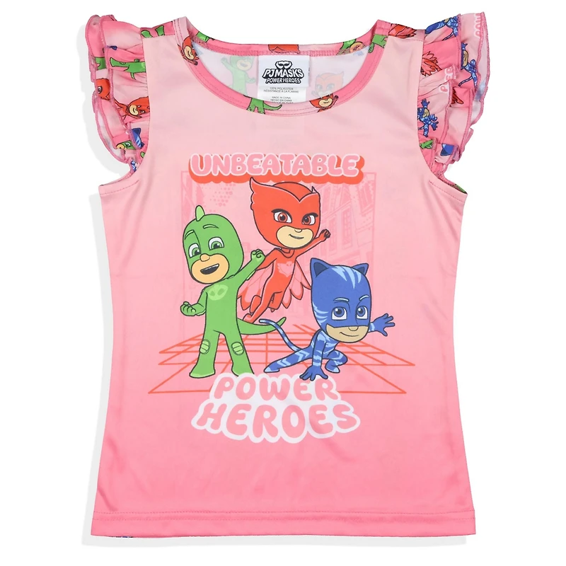 Pj Masks Little Girls Gekko Catboy Power Heroes Ruffle 2-Piece Pajama Set Sleepwear