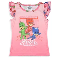 Pj Masks Little Girls Gekko Catboy Power Heroes Ruffle 2-Piece Pajama Set Sleepwear
