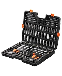 Mechanics Tool Set And Socket Set, Drive Deep And Standard Sockets, 205 Pcs Sae And Metric Mechanic Tool Kit With Bits, Combination Wrench, Hex Wrench