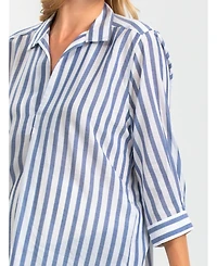 Pietro Brunelli Maternity Maternity Classic Collared 3/4 Sleeve Blouse Panarea