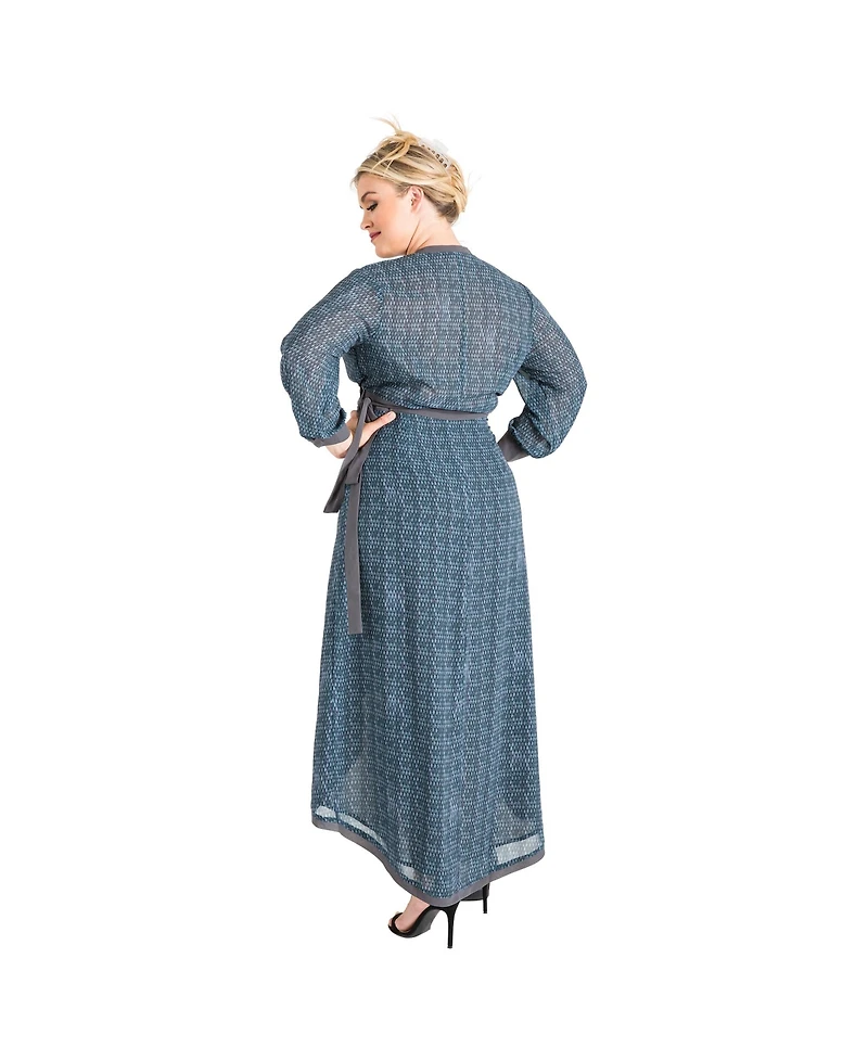 Standards & Practices Plus Size Snakeskin High Low Chiffon Wrap Dress Maxi Length