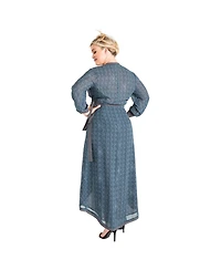 Standards & Practices Plus Size Snakeskin High Low Chiffon Wrap Dress Maxi Length