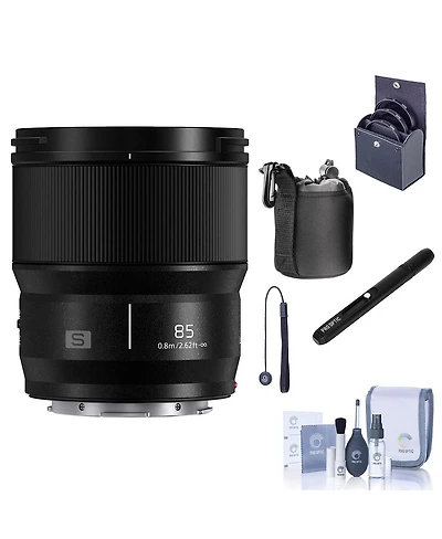 Panasonic Lumix S 85mm f/1.8 Lens for L Mount, Bundle with ProOptic 67mm Filter Kit, Pouch, Lens Cleaner, Cleaning Kit, Lens Cap Tether