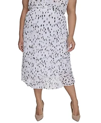 Calvin Klein Plus Pleated Dot-Print Skirt