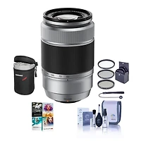 Fujifilm Xc 50-230mm f/4.5-6.7 Ois Ii Lens, Silver, Bundle with 58mm Filter Kit and Photo Video Art Suite Pc Software Kit