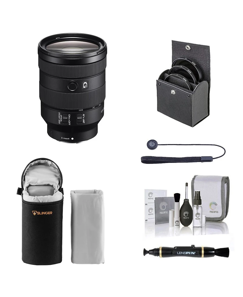 Sony Fe 24-105mm f/4 G Oss Lens for Sony E, Bundle with ProOptic 77mm Filter Kit, Soft Lens Case, Lens Cleaner, Cleaning Kit, Universal Lens Cap Tethe