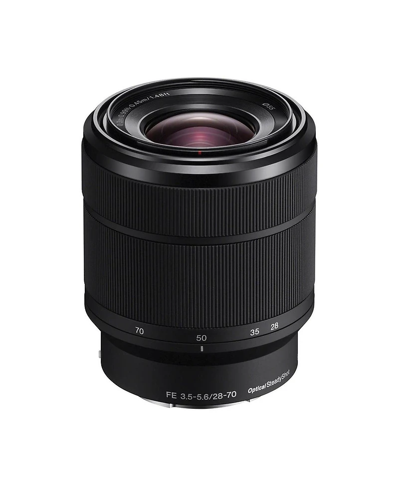 Sony Fe 28-70mm f/3.5-5.6 Oss Lens, Black, Bundle with 55mm Digital Essentials Filter Kit and 15x15" Lens Wrap