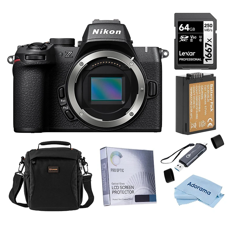 Nikon Z50II Mirrorless Camera, Bundle with 128GB Memory Card, En-EL25 Battery and Shoulder Bag
