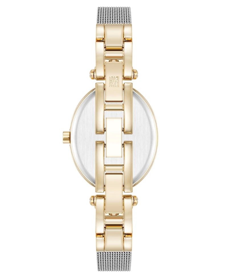 Anne Klein Women's Quartz Continental Oval Two-Tone Stainless Steel Mesh Band Watch, 26mm
