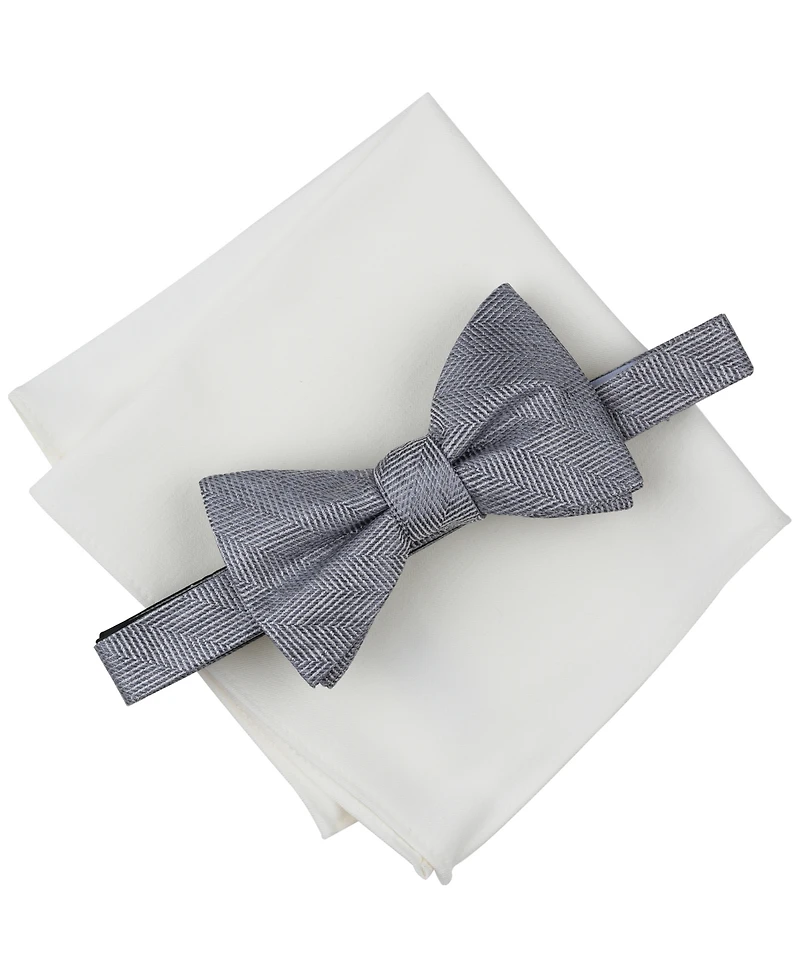 Bar Iii Men's Chevron Bow Tie & Solid Pocket Square Set, Exclusively at Macy's