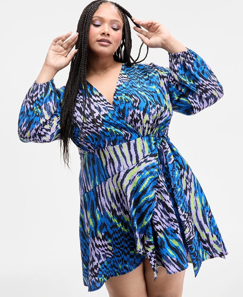 Nina Parker Trendy Plus Crinkle Wrap Dress