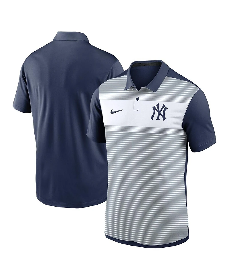 Nike Men's White/Navy New York Yankees Vapor Striped Performance Polo Shirt