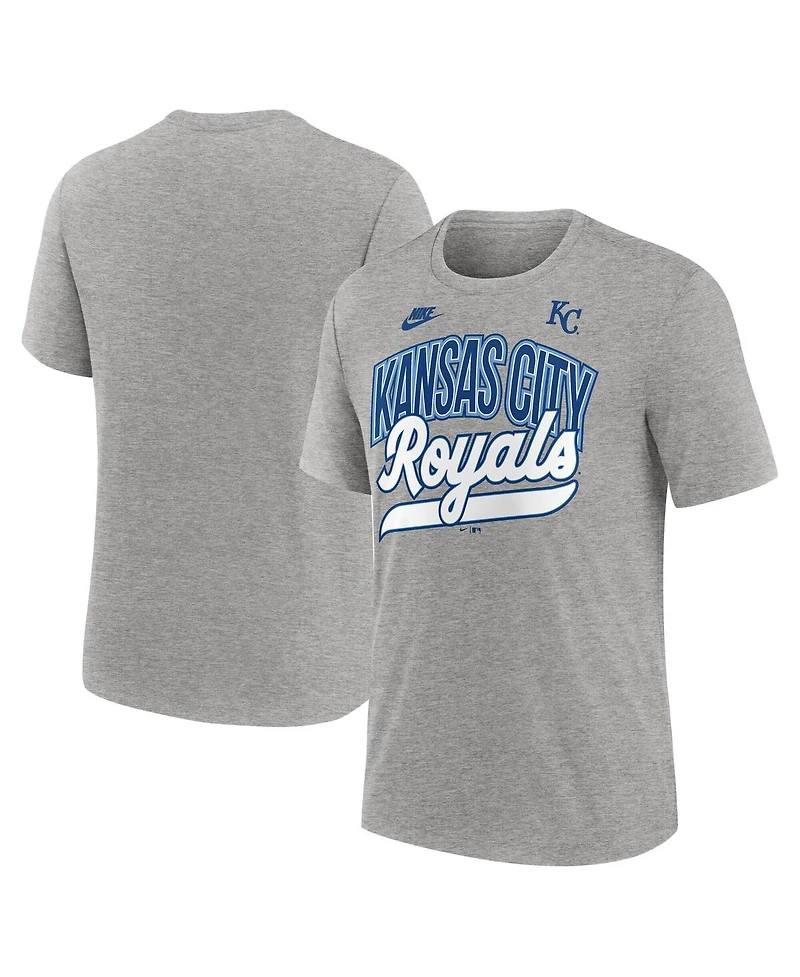 Nike Men's Heather Gray Kansas City Royals Cooperstown Collection Retro Tri-Blend T-Shirt