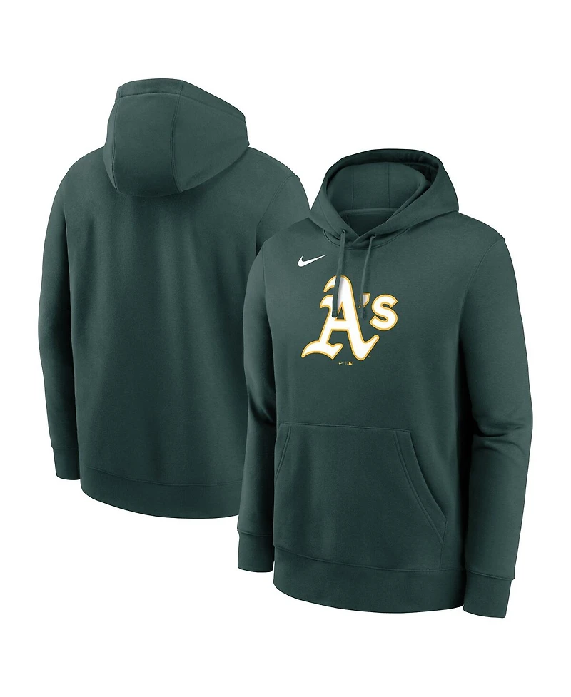 Nike Men's Green Athletics Logo Club Fleece Pullover Hoodie