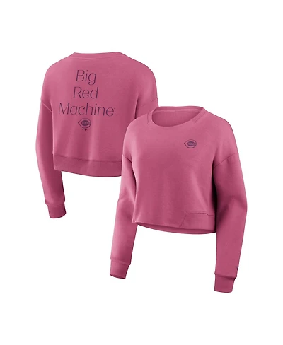 Fanatics Women's Pink Cincinnati Reds Relax Studio Cropped Pullover Sweatshirt