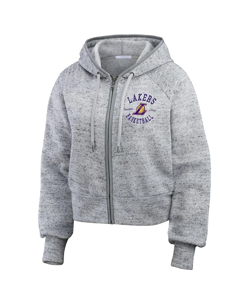Wear By Erin Andrews Women's Heather Gray Los Angeles Lakers Speckled Radiator Full-Zip Hoodie