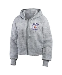 Wear By Erin Andrews Women's Heather Gray Los Angeles Lakers Speckled Radiator Full-Zip Hoodie