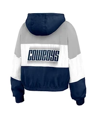 Wear By Erin Andrews Women's Navy Dallas Cowboys Plus Color Block Full-Zip Windbreaker Jacket