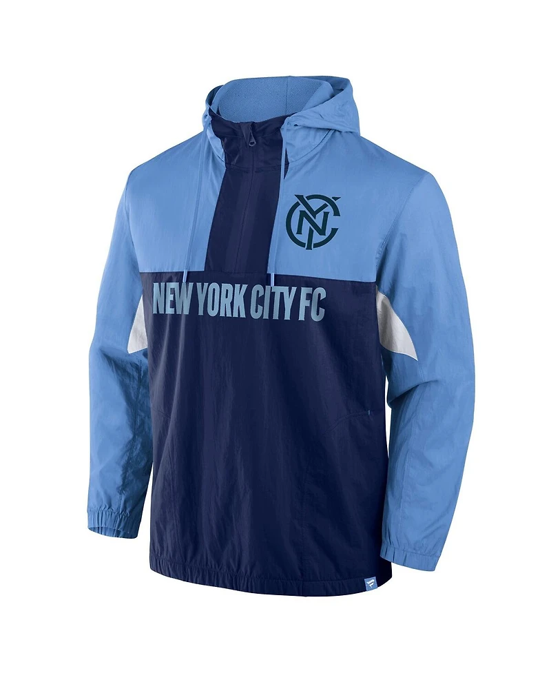 Fanatics Men's Sky Blue New York City Fc Free Kick Woven Quarter-Zip Hoodie Jacket