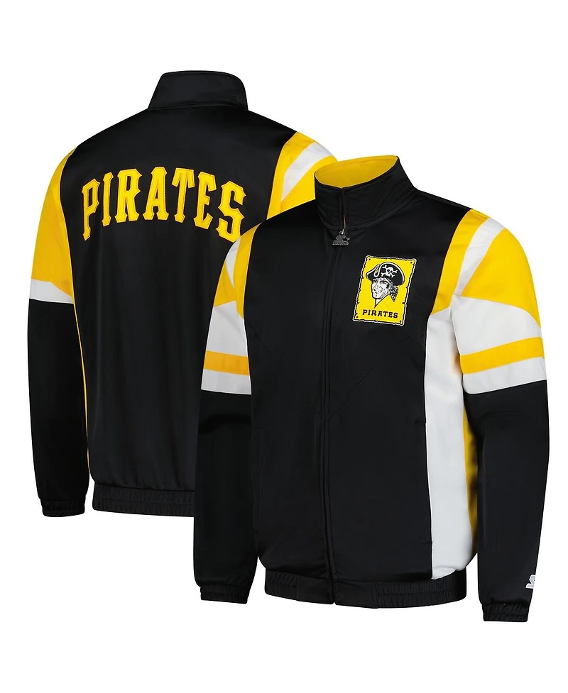 Starter Men's Black/Gold Pittsburgh Pirates Contender Tricot Full-Zip Track Jacket