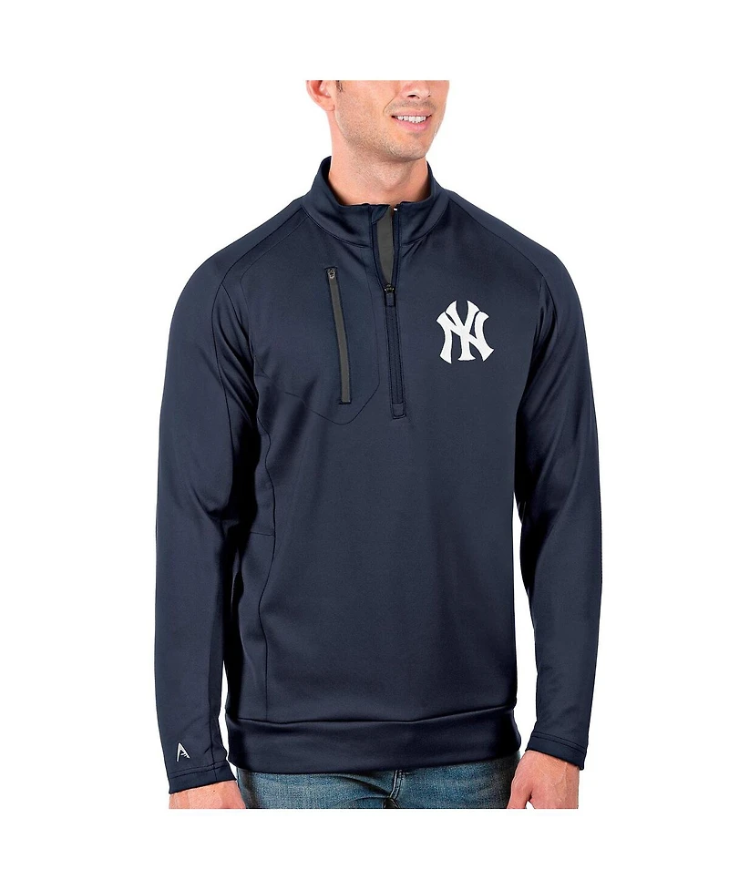 Antigua Men's Navy/Gray New York Yankees Generation Quarter-Zip Pullover Jacket