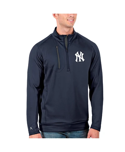 Antigua Men's Navy/Gray New York Yankees Generation Quarter-Zip Pullover Jacket