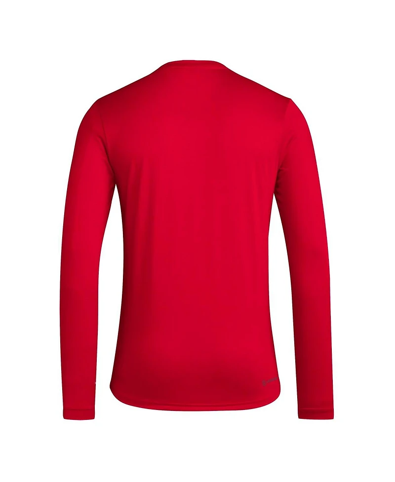 Adidas Men's Red Nc State Wolfpack Locker On-Court the Fade Long Sleeve T-Shirt