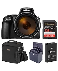Nikon Coolpix P1100 Digital Camera, Bundle with 128GB Uhs-ii Memory Card, En-EL20 Battery, 77mm Filter Kit, Shoulder Bag