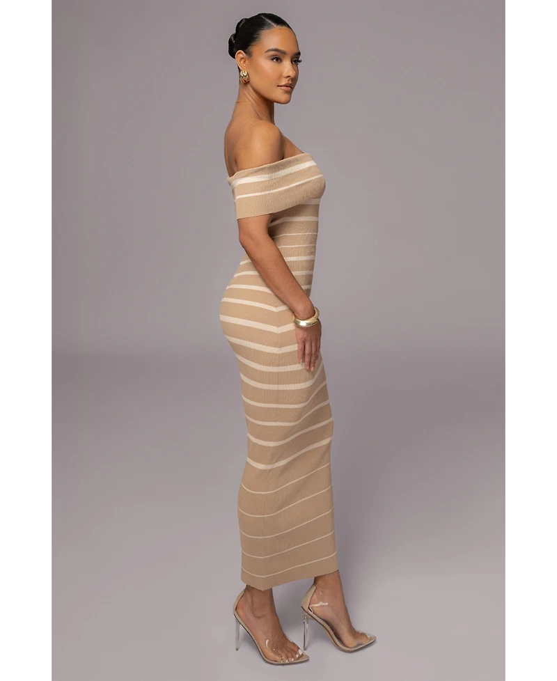 Jluxlabel Women's Off The Shoulder Striped Dress